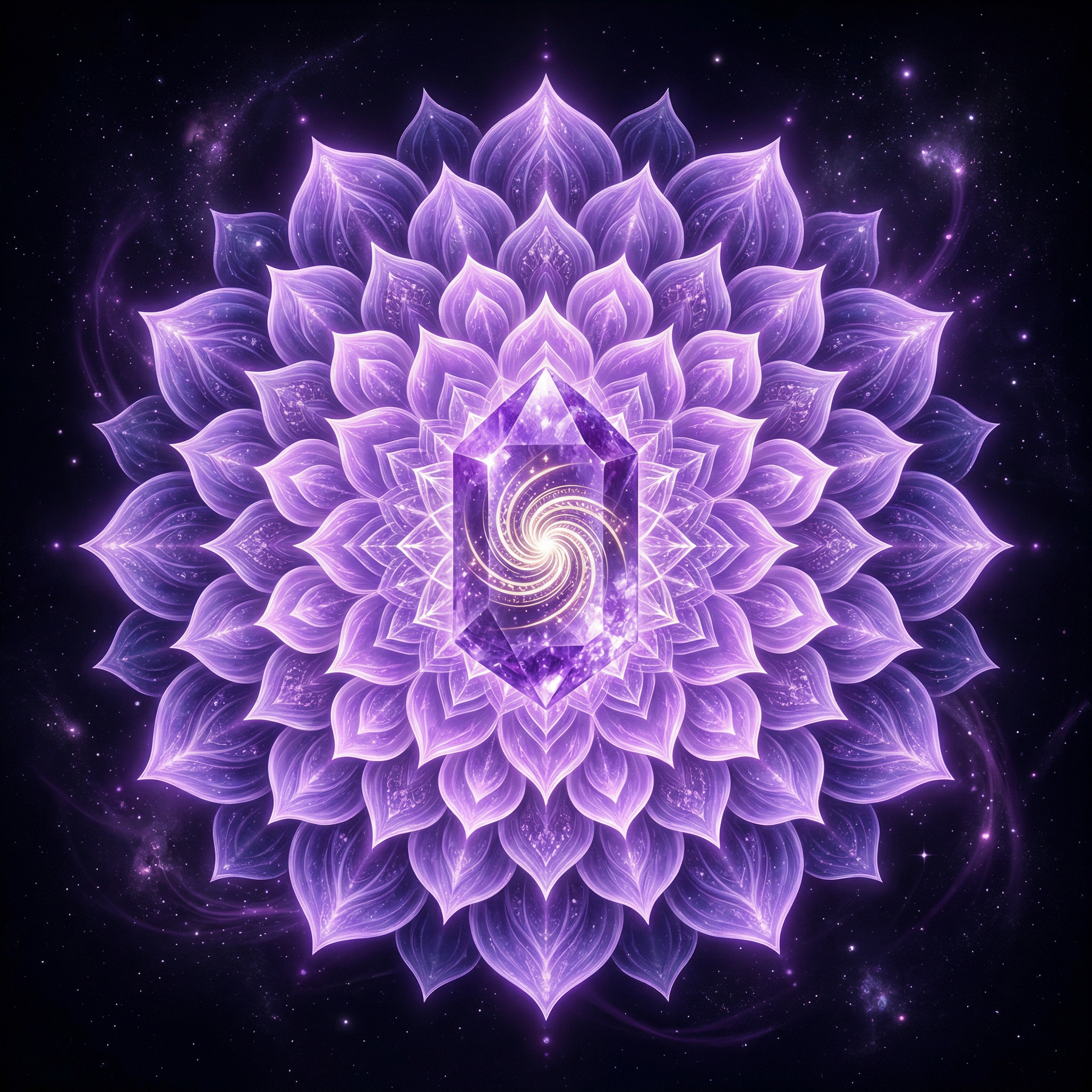 Flowing serpentine kundalini energy ascending through a field of golden fractals