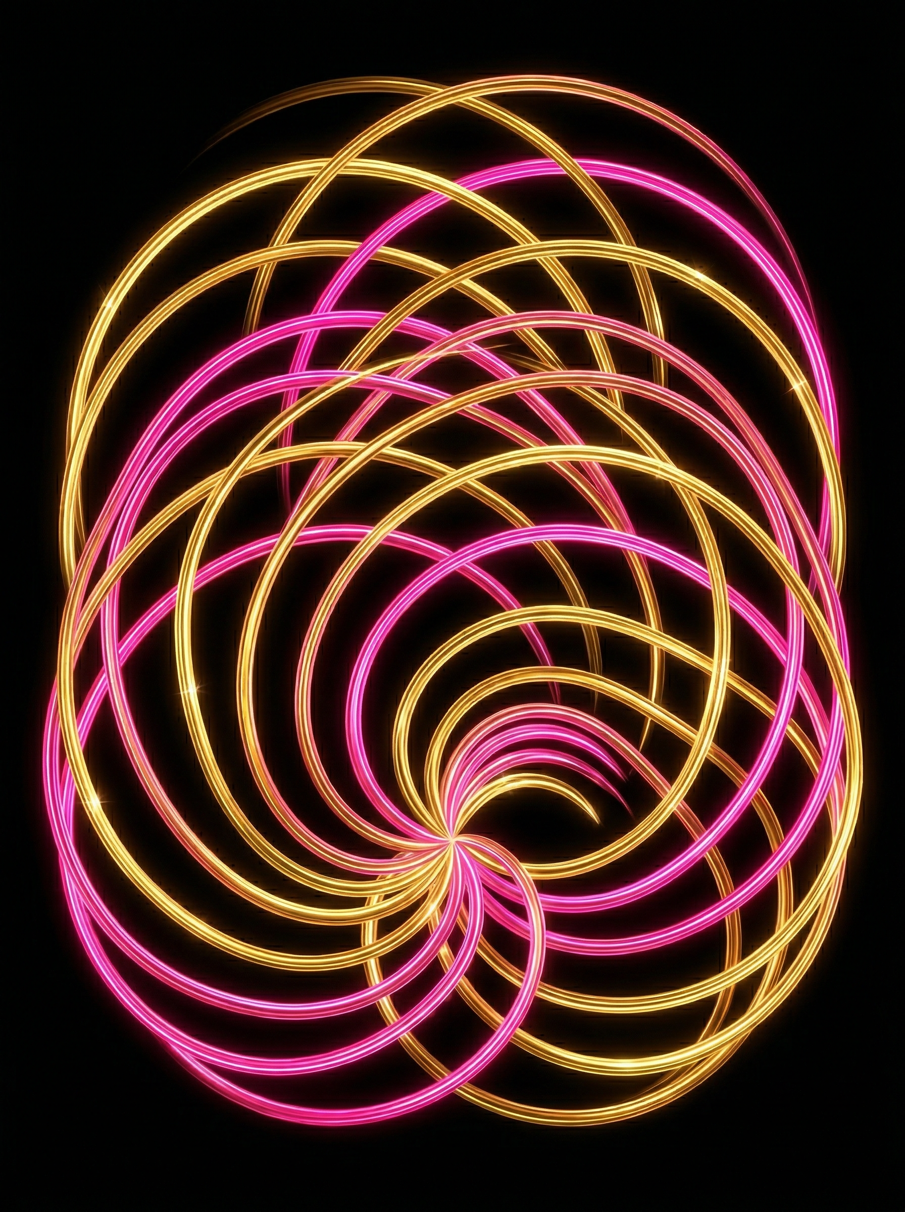 Union of masculine and feminine energies depicted as intertwined gold and rose spirals