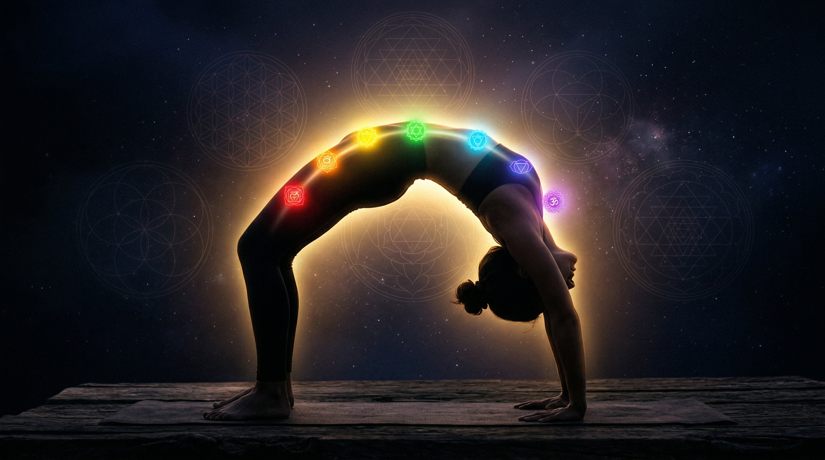 Sacred movement practice in a golden-lit space